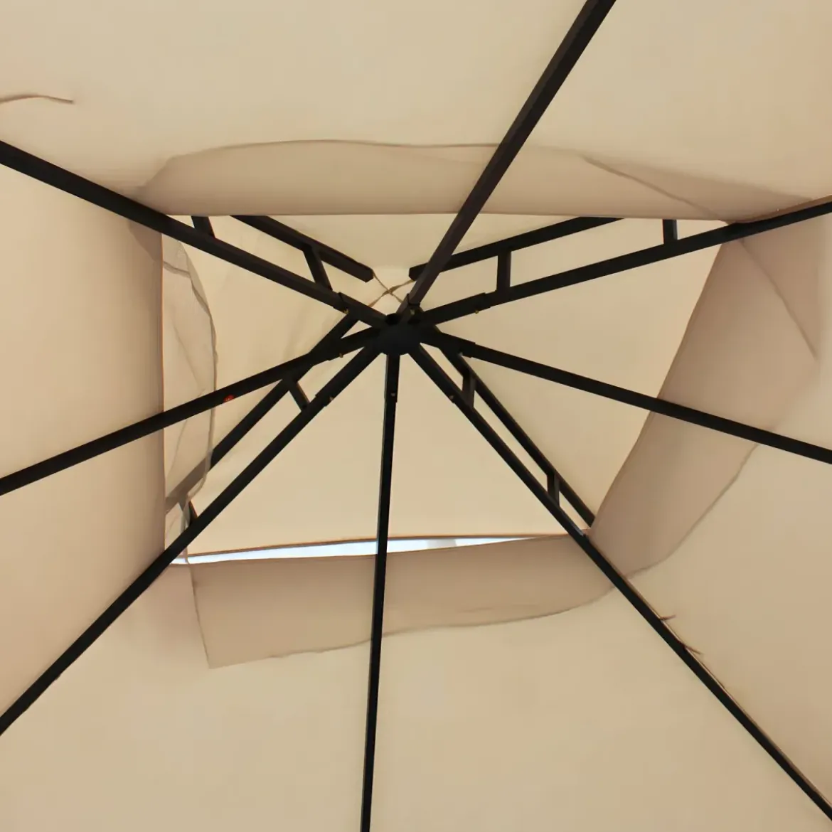 Gazebo da Giardino 3x3 m Struttura Acciaio Telo Ecrù Antivento