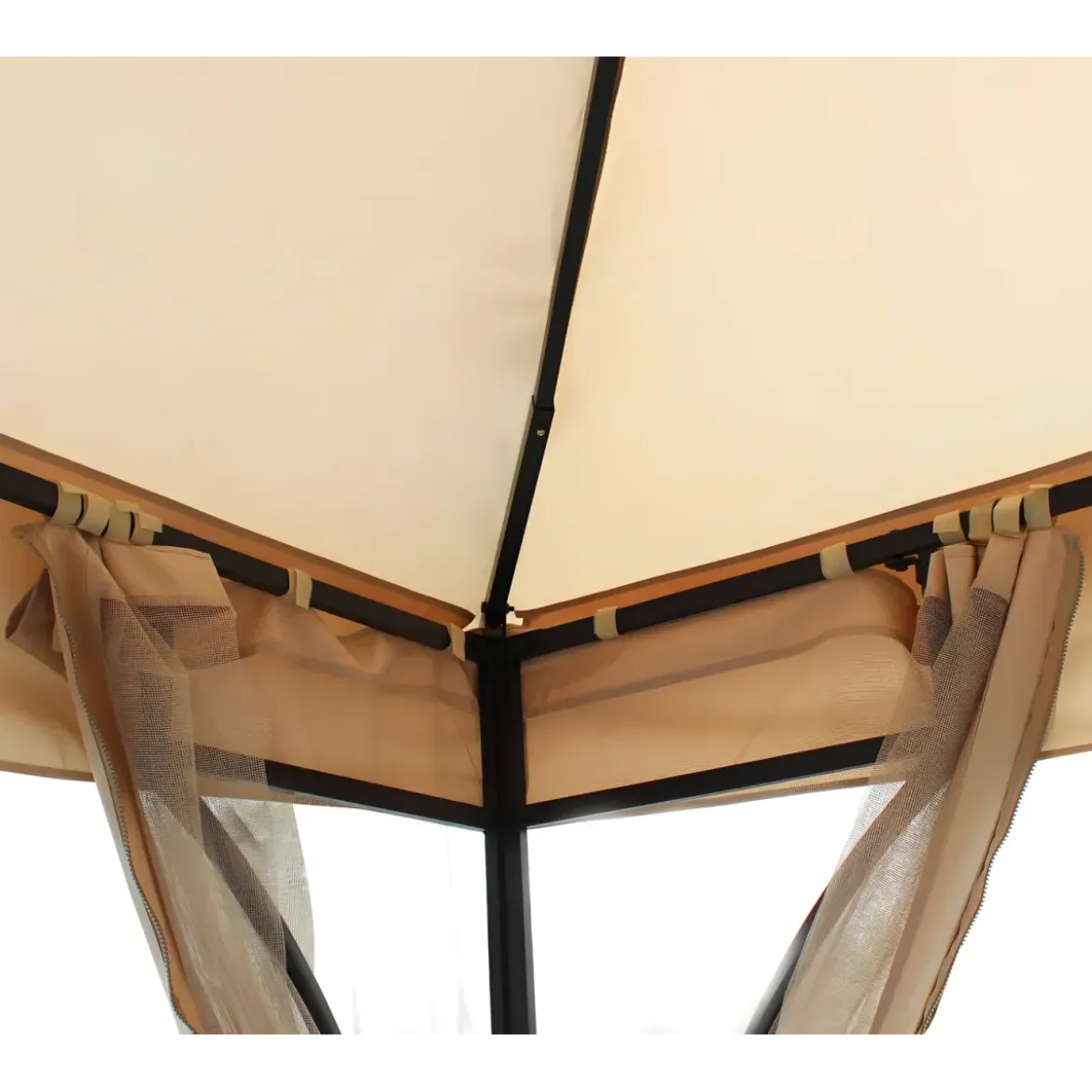 Gazebo da Giardino 3x3 m Struttura Acciaio Telo Ecrù Antivento