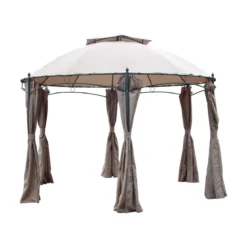 Gazebo Esagonale 3.5 in Acciaio da Esterno Giardino con Teli Pareti Laterali