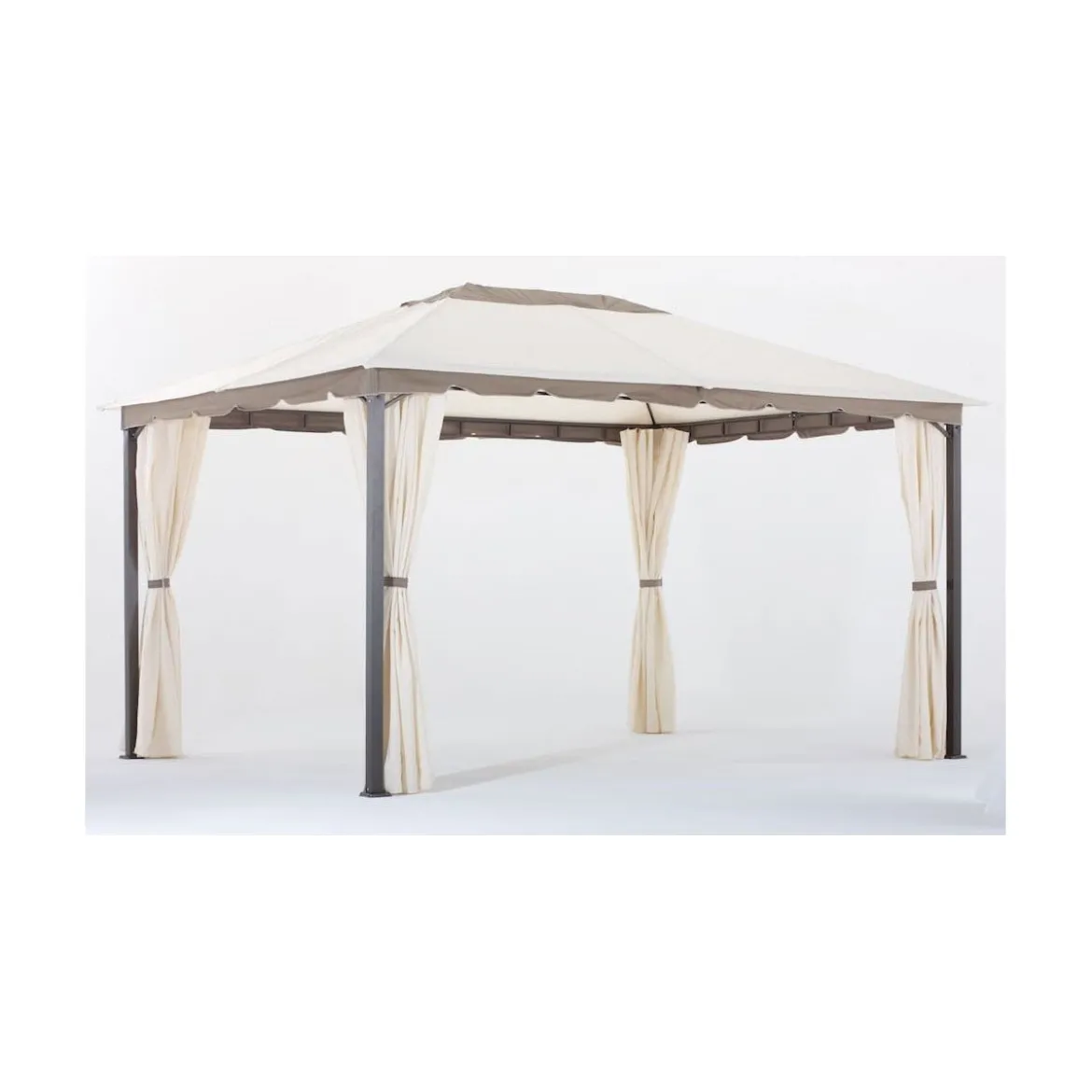 Gazebo in Ferro 3x4 con Tende Pareti Telo Impermeabile da Giardino per Esterno