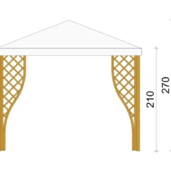 Gazebo in Legno Impregnato 3x3 m Noce Copertura in PVC Bianco Giardino