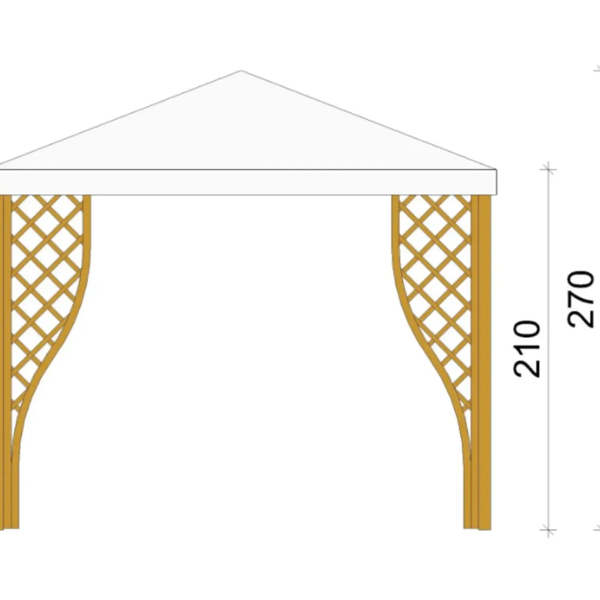 Gazebo in Legno Impregnato 3x3 m Noce Copertura in PVC Bianco Giardino