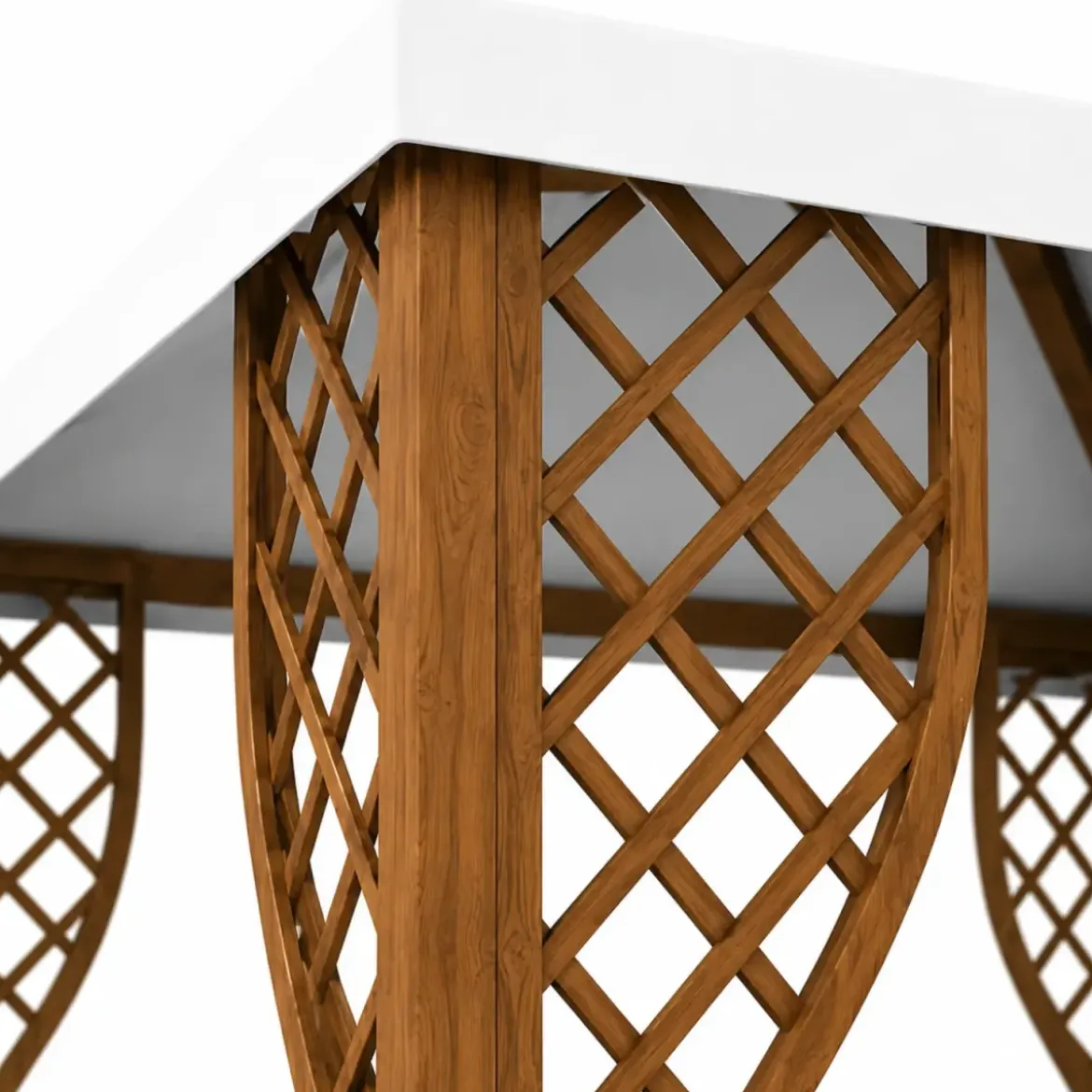 Gazebo in Legno Impregnato 3x3 m Noce Copertura in PVC Bianco Giardino