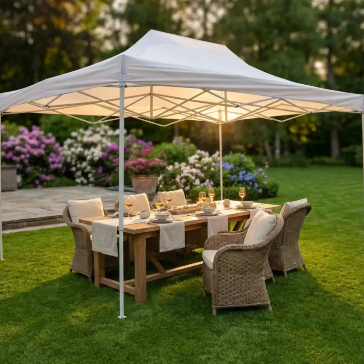 Gazebo per Giardino Eventi 290x440 cm Rettangolare Pieghevole Bianco