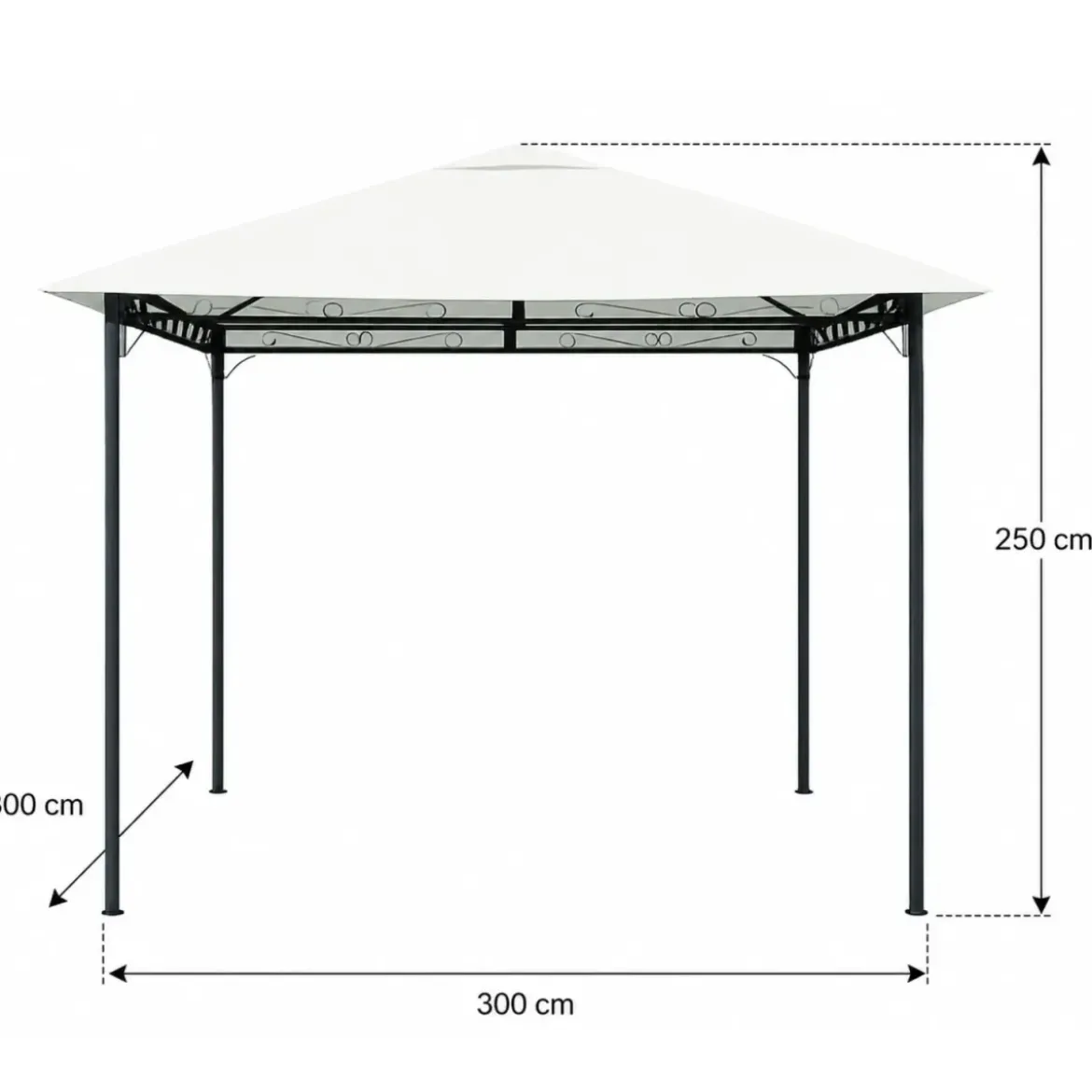 Gazebo per Giardino 3x3m Bianco in Acciaio Verniciato Telo Poliestere