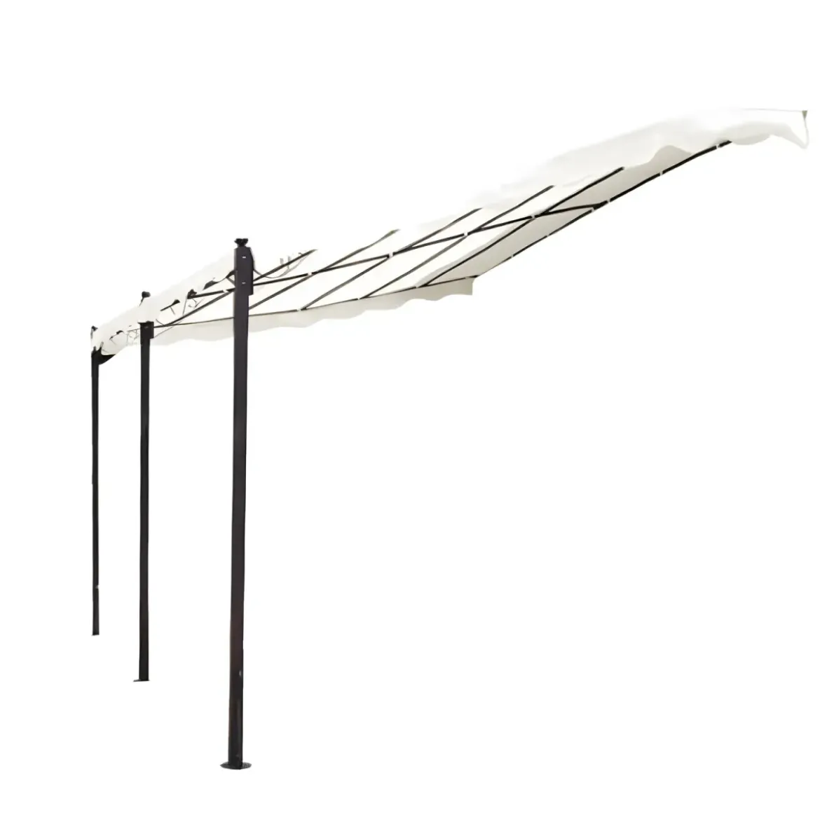 Gazebo Pergola Addossato 3x4 m Metallo Antracite Telo Ecrù