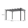 Gazebo Pergola in Alluminio 4x3 Grigia da Giardino Telo di Copertura Pergolato