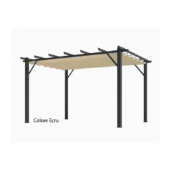 Gazebo Pergola in Alluminio 4x3 Grigia da Giardino Telo di Copertura Pergolato
