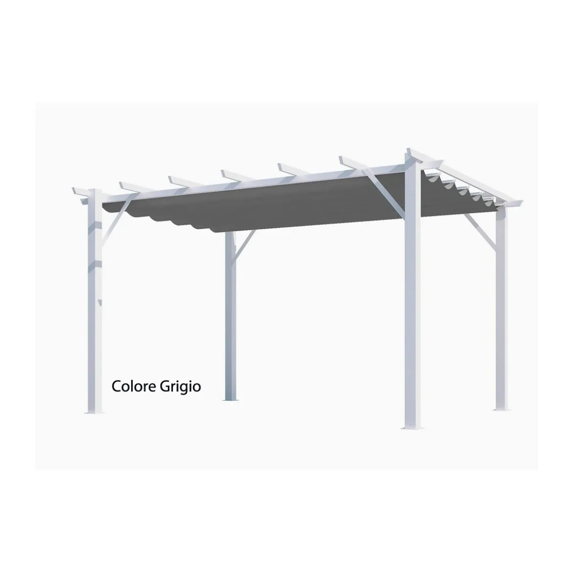Gazebo Pergola in Alluminio 4x3 Bianca da Giardino Telo di Copertura Pergolato