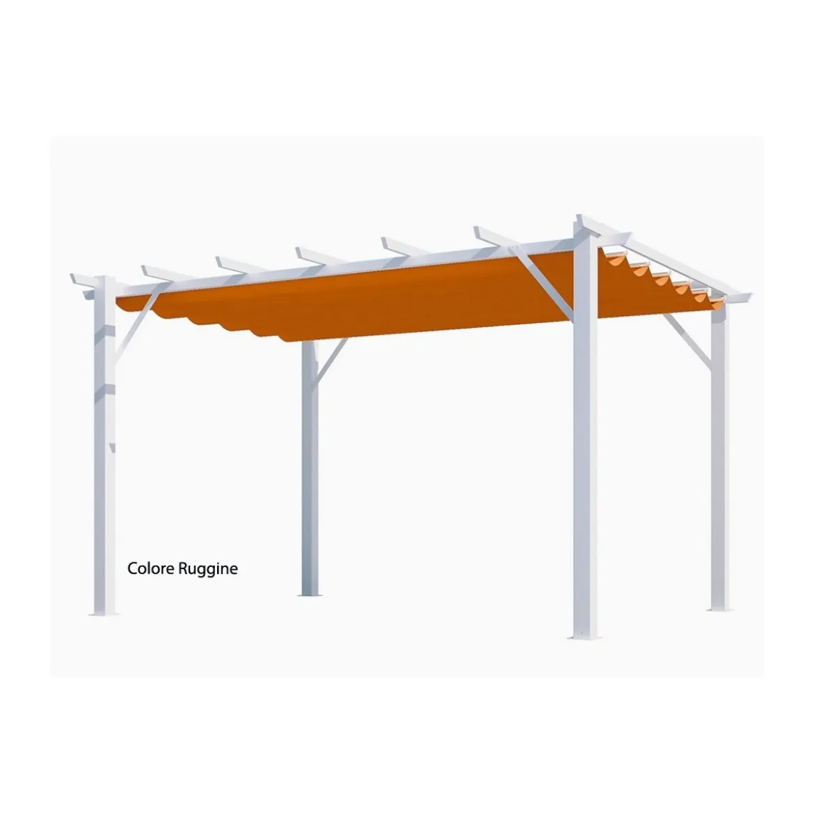 Gazebo Pergola in Alluminio 4x3 Bianca da Giardino Telo di Copertura Pergolato