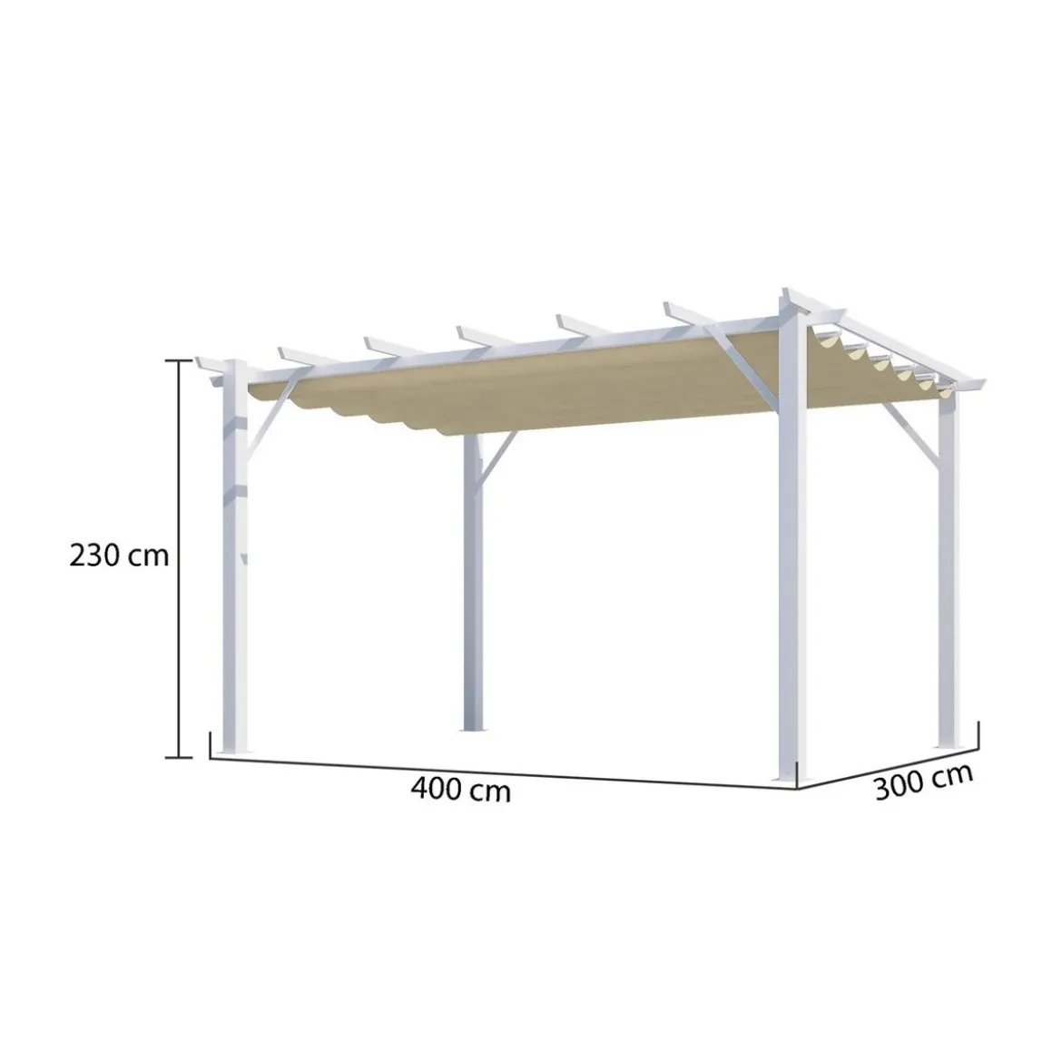 Gazebo Pergola in Alluminio 4x3 Bianca da Giardino Telo di Copertura Pergolato