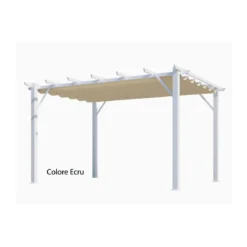 Gazebo Pergola in Alluminio 4x3 Bianca da Giardino Telo di Copertura Pergolato