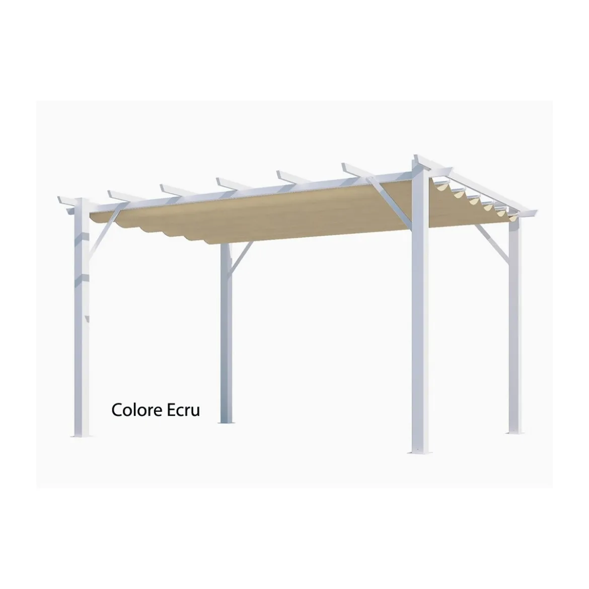 Gazebo Pergola in Alluminio 4x3 Bianca da Giardino Telo di Copertura Pergolato