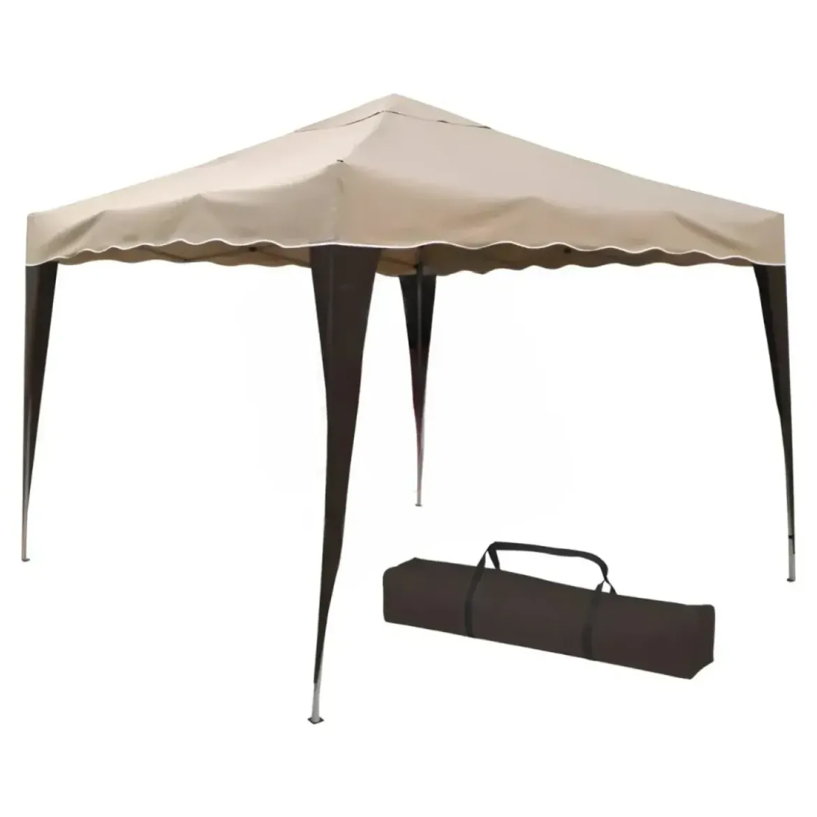 Gazebo Pieghevole Beige 3x3 m Struttura Acciaio Telo Poliestere