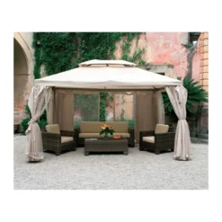 Gazebo 3x4 mt Airvent in Alluminio Copertura con Teli Zanzariera Tende Laterali