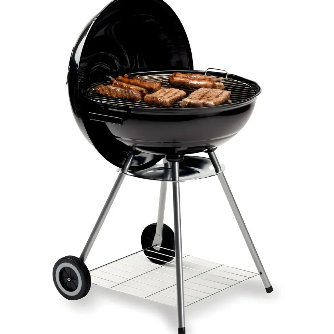 Giardino Barbecue Tondo 56cm Carbone Legna Carbonella Carrello Griglia Grigliata