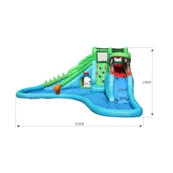 Giochi Gonfiabile Acquatico Bambini Coccodrillo Scivolo Canestro Spruzzi Acqua