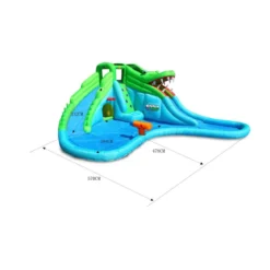 Giochi Gonfiabile Acquatico Bambini Coccodrillo Scivolo Canestro Spruzzi Acqua