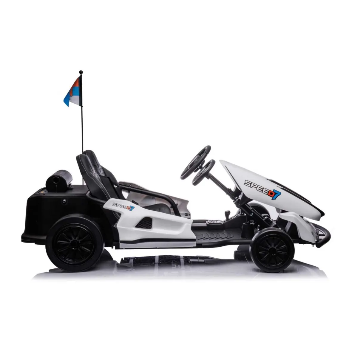 Go Kart Bianco Auto Elettrica Ruote Macchina per Bambino a Batteria 24 V