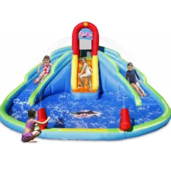 Gonfiabile per Bambini Acquatico Castello con Scivolo e Spruzzi Acqua
