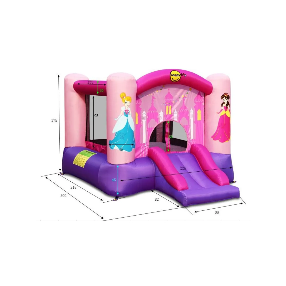 Gonfiabile per Bambini Castello Incantato Principesse Gioco Scivolo Canestro