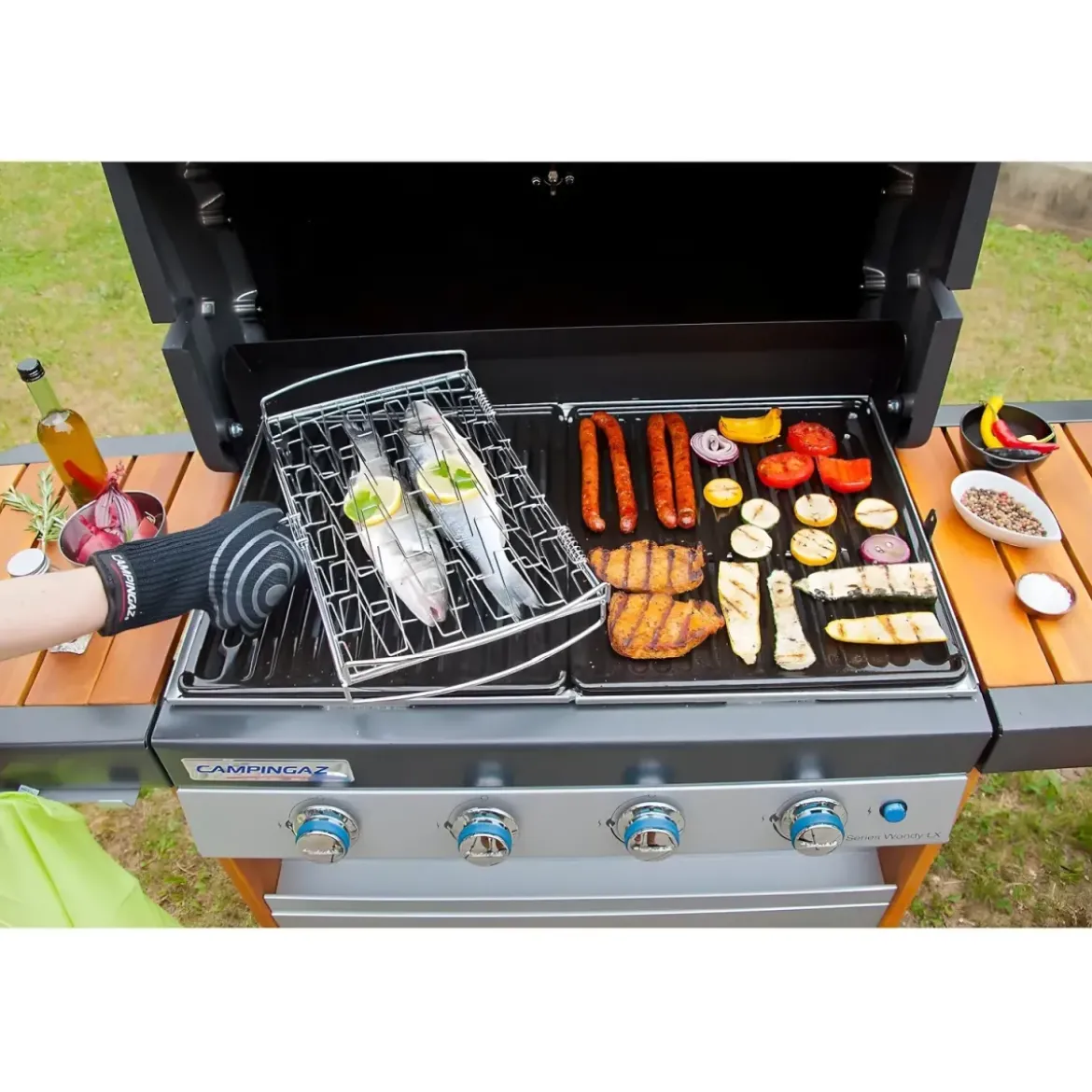 Guanto per Barbecue Campignaz 5 Dita Nero Protezione Calore 250°C