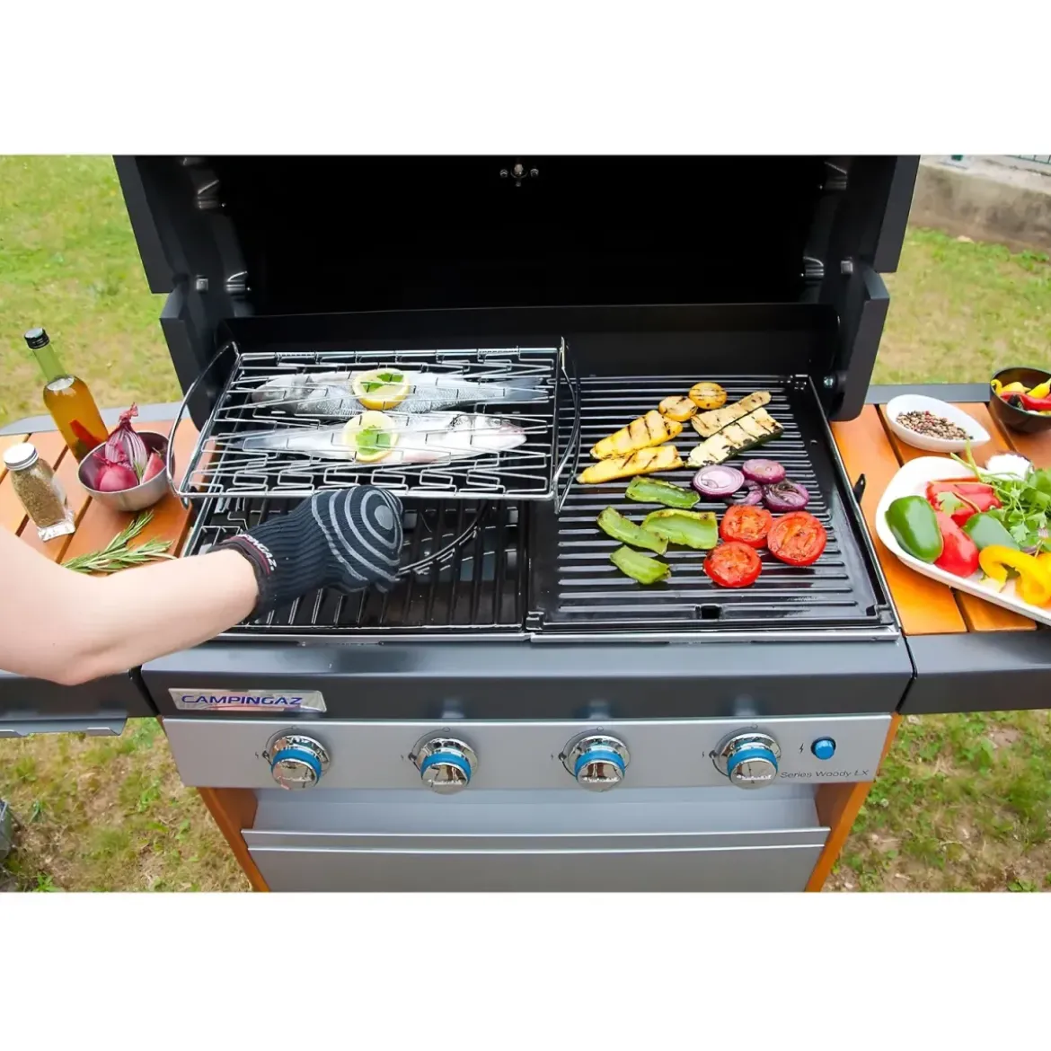 Guanto per Barbecue Campignaz 5 Dita Nero Protezione Calore 250°C
