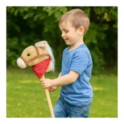 Hobby Horse con Asta 80 cm in Legno per Bambini Suoni Realistici