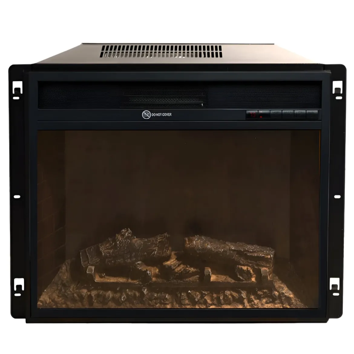Insero Camino Elettrico da Incasso 1800 W Termostato Digitale Nero