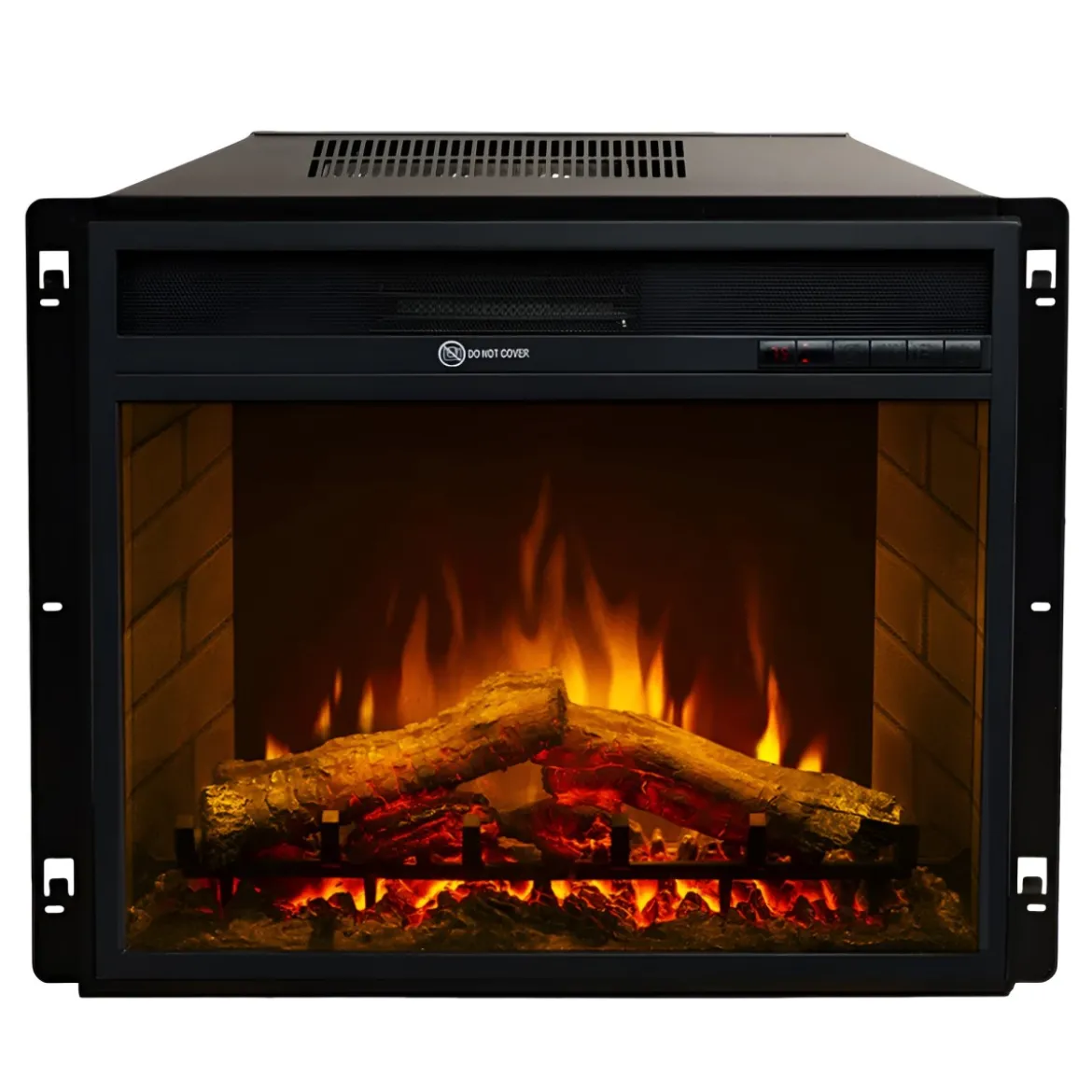 Insero Camino Elettrico da Incasso 1800 W Termostato Digitale Nero