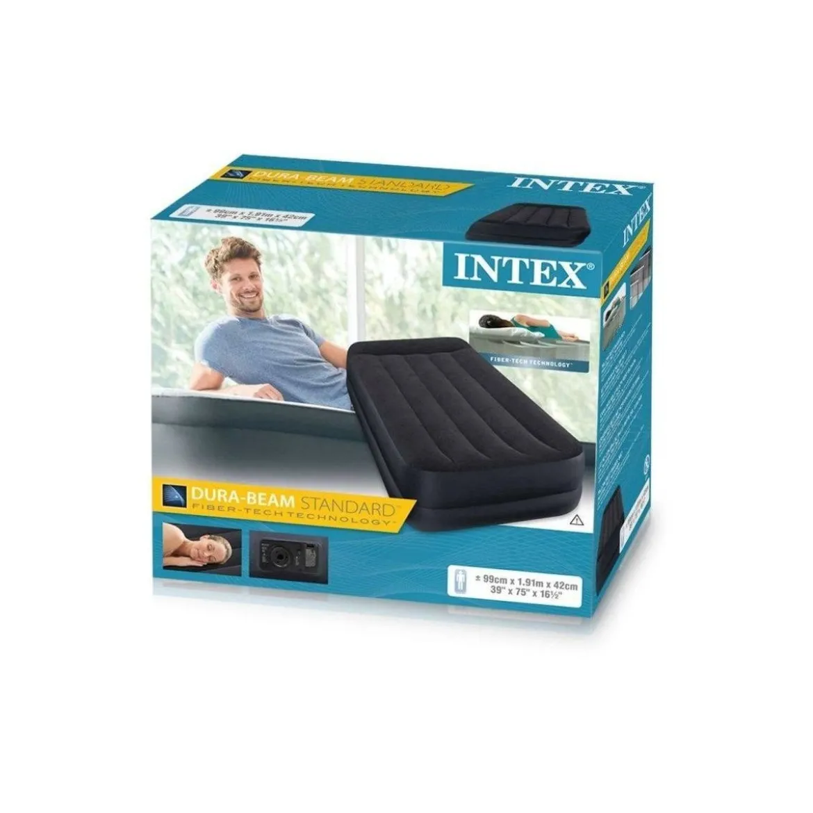 Intex Materasso Singolo Floccato Letto Pompa Integrata Materassino Gonfiabile