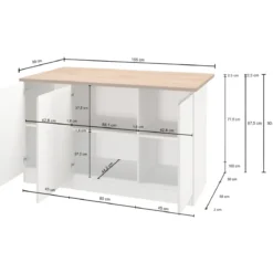 Isola Cucina 3 Ante Antracite Report 155x90x90 cm Legno Nobilitato