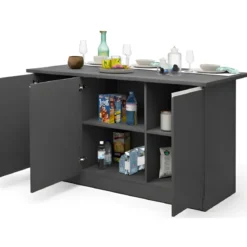Isola Cucina 3 Ante Antracite Report 155x90x90 cm Legno Nobilitato