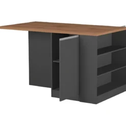 Isola Cucina 2 Ante Antracite Rovere 160x90x90 cm con Vani a Giorno