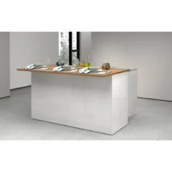 Isola Cucina 3 Ante Bianco Rovere 155x90x90 cm Legno Nobilitato