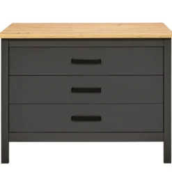 Isola da Cucina Antracite Rovere Tavolo Bar con 3 Cassetti Soft-Close