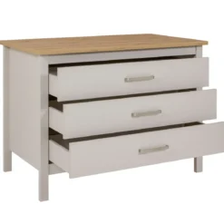 Isola da Cucina Beige Rovere Tavolo Bar con 3 Cassetti Soft-Close