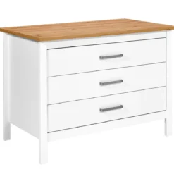 Isola da Cucina Bianco Rovere Tavolo Bar con 3 Cassetti Soft-Close