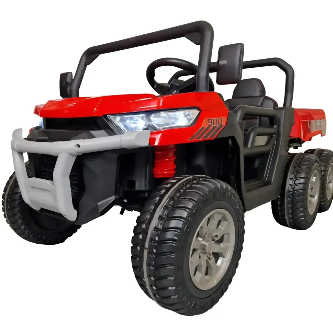 Jeep Elettrica per Bambini 24V Rosso 2 Posti 6 Ruote con MP3 e USB