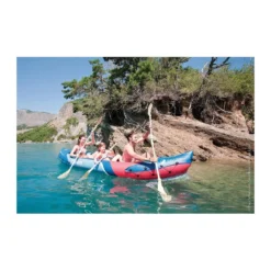 Kayak Gonfiabile 3 Posti Adulti e Bambino per Mare Lago Fiume Canoa Senza Pagaia