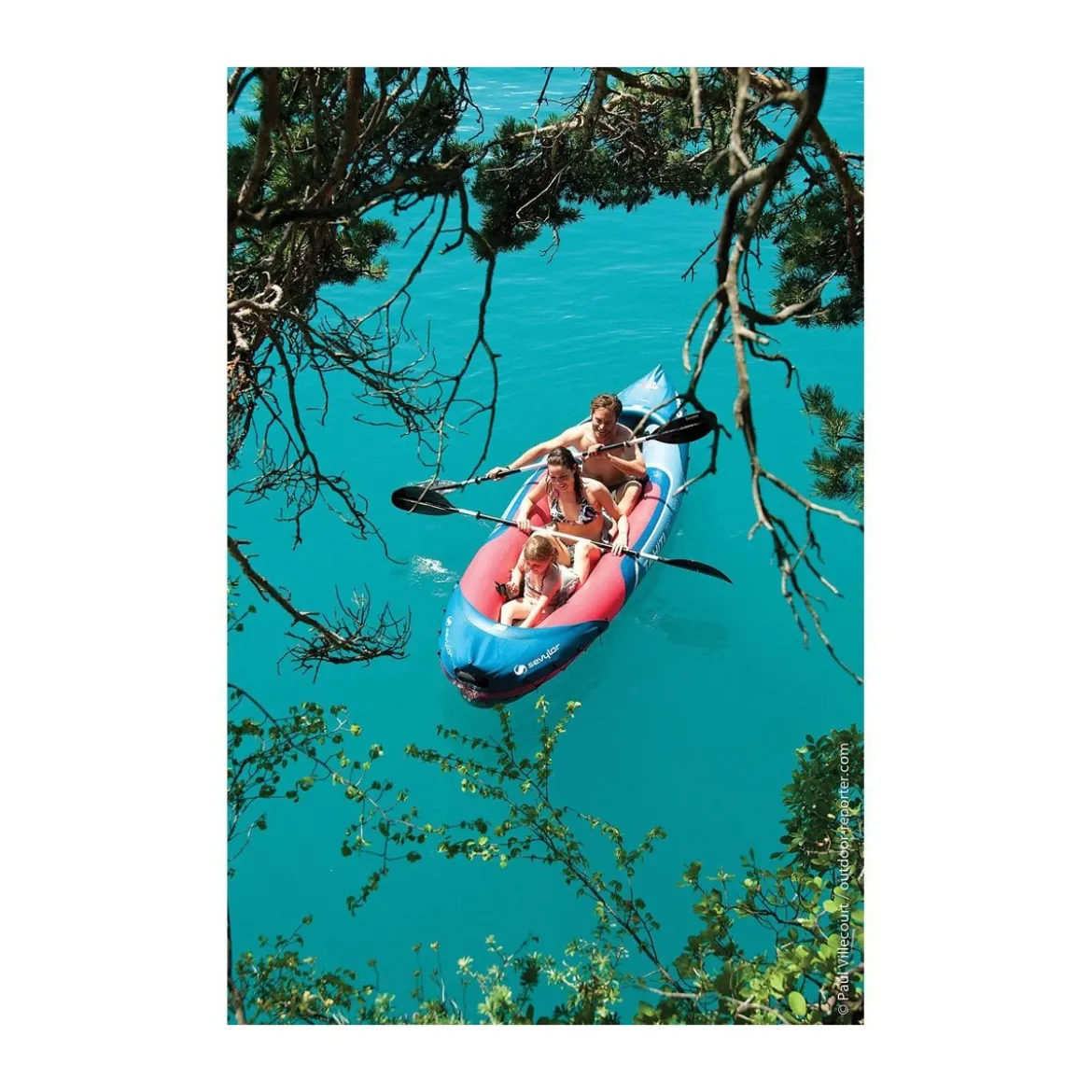 Kayak Gonfiabile 3 Posti Adulti e Bambino per Mare Lago Fiume Canoa Senza Pagaia