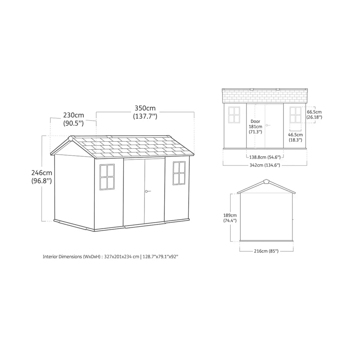 Keter Apex Casetta da Giardino Resina Effetto Legno 350x230x246 cm