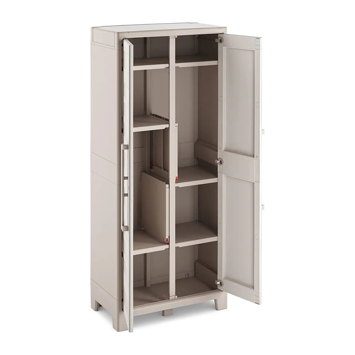 Keter Armadio Alto Beige Porta Scope Ripiani in Resina Mobiletto Antipioggia per Esterno