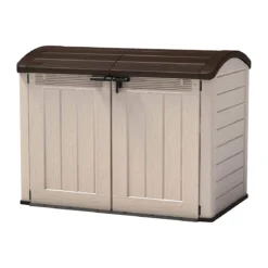 Keter Box da Giardino per Esterno Beige Armadio Resina Pavimento Grande Compatto