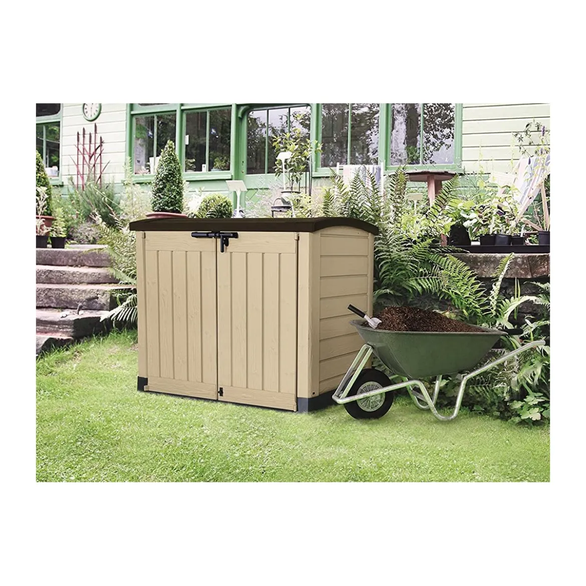 Keter Box per Esterno Resina Pavimento Lavoro Beige Compatto da Giardino Armadio