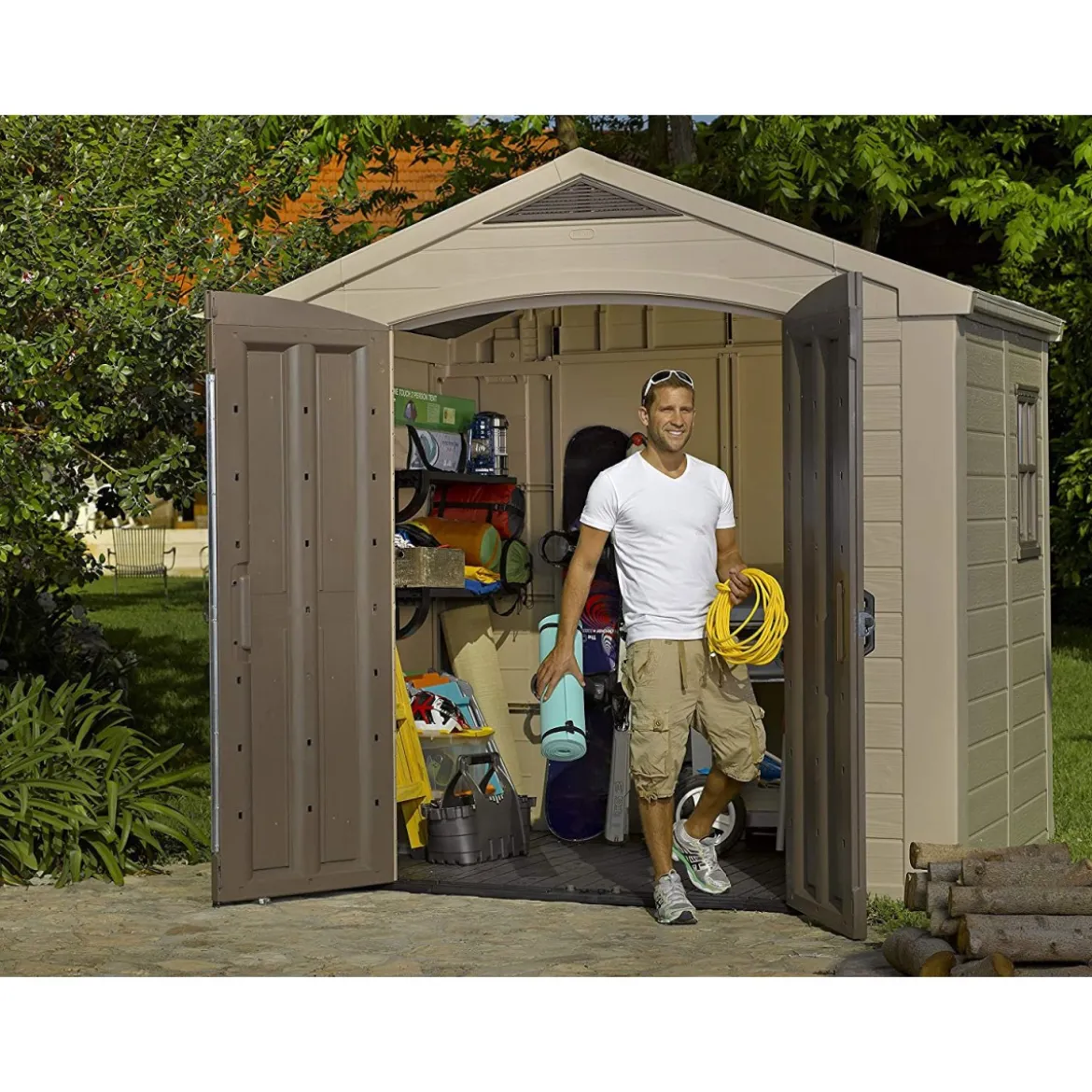 Keter Casetta per Attrezzi Factor 256x182 con Pavimento Interno da Giardino