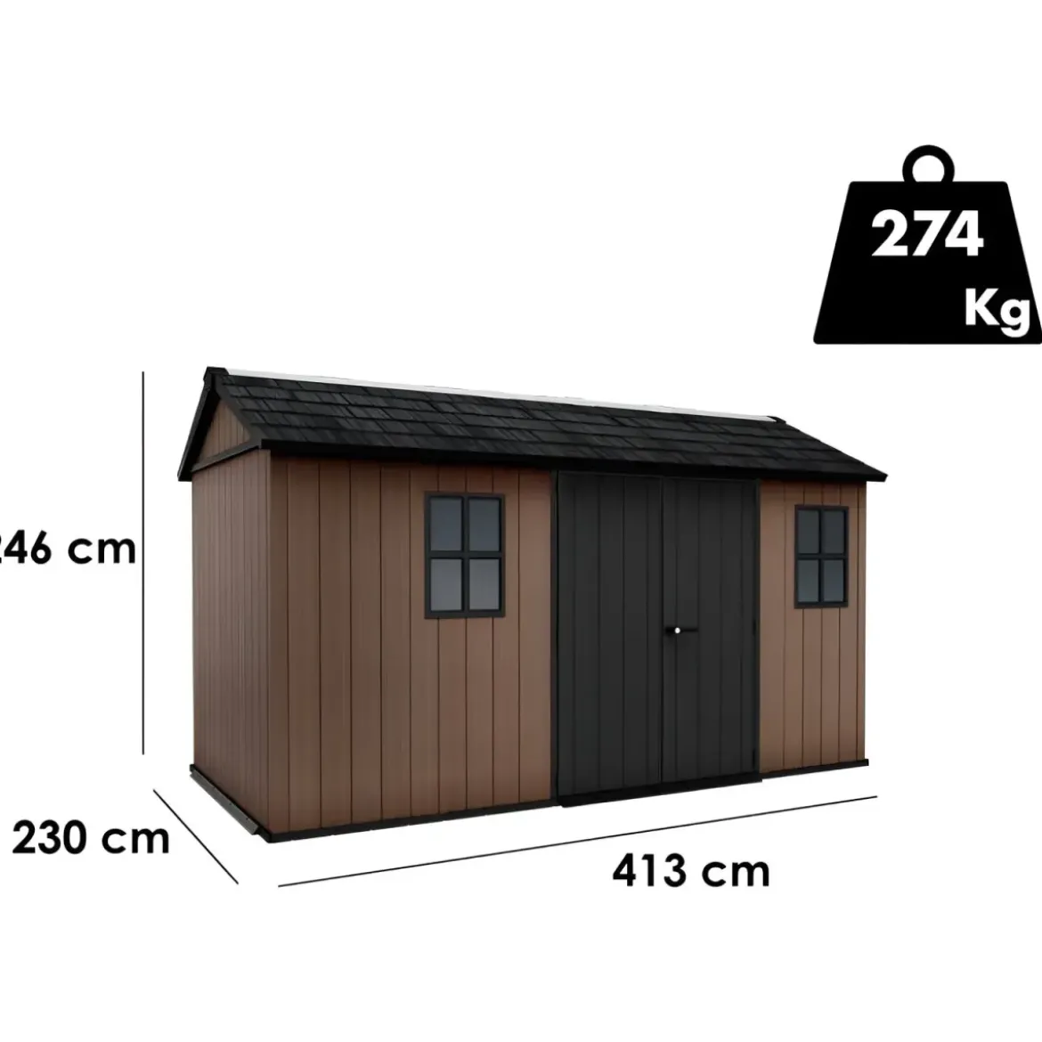 Keter Newton Plus Casetta da Giardino 230x413 PVC Effetto Legno 2 Ante