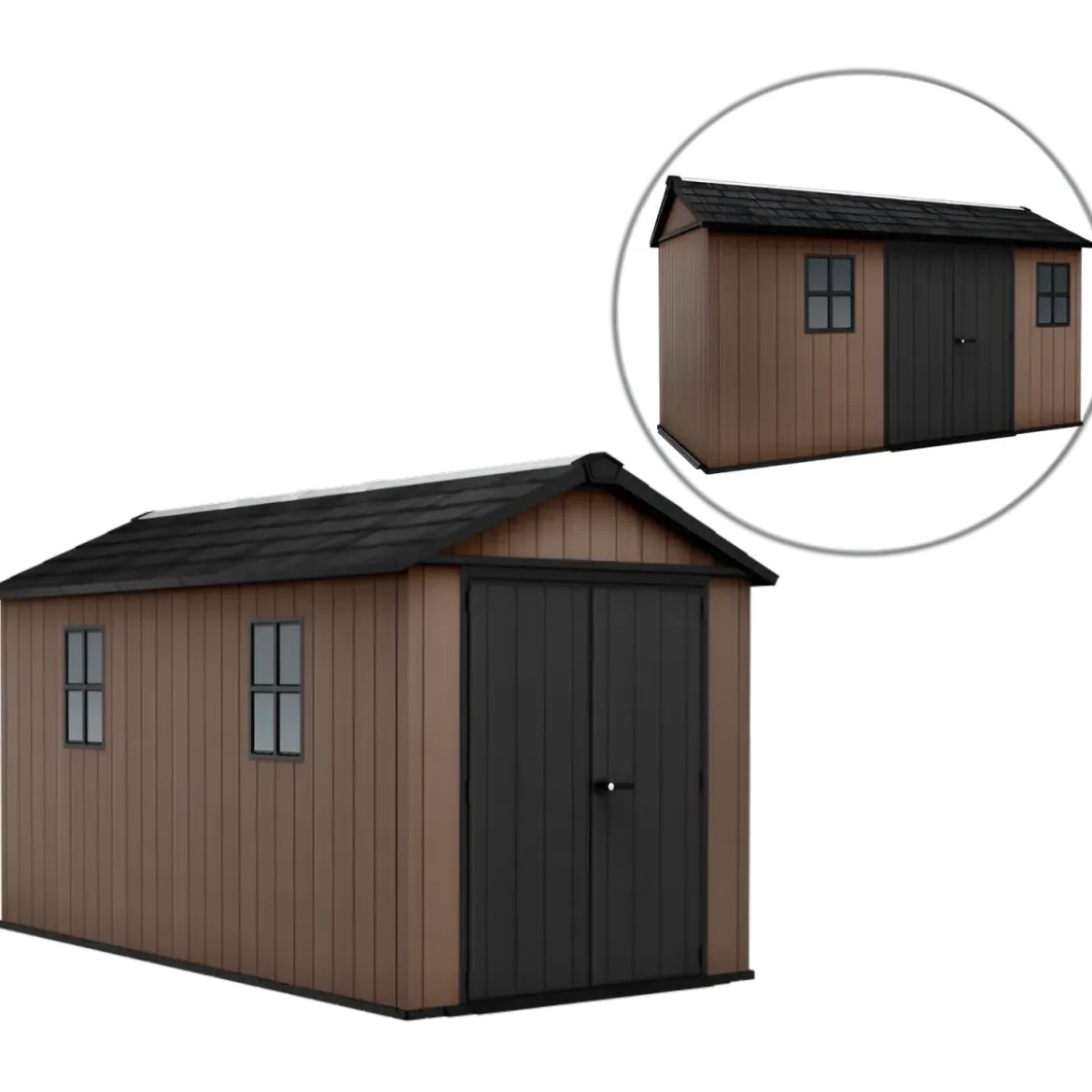 Keter Newton Plus Casetta da Giardino 230x413 PVC Effetto Legno 2 Ante
