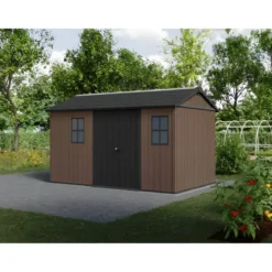 Keter Newton Plus Casetta da Giardino 230x413 PVC Effetto Legno 2 Ante