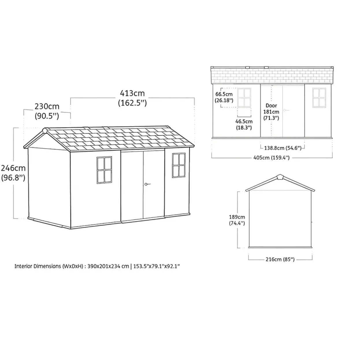 Keter Newton Plus Casetta da Giardino 230x413 PVC Effetto Legno 2 Ante